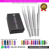 4pcs 90 Degree Volume & Straight Isolation Eyelash Extension Tweezers Set